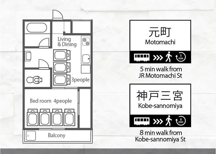 Ln09 三宮中心! 7名まで宿泊可能! 交通至便! Sannomiya Base 4 ドンキホーテ付近