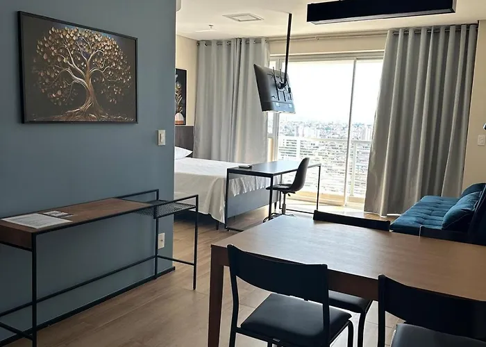 Studio moderno com vista incrível e garagem