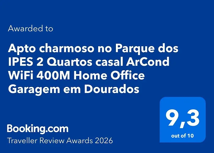 Apto charmoso no Parque dos IPES 2 Quartos casal ArCond WiFi 400M Home Office Garagem em Dourados